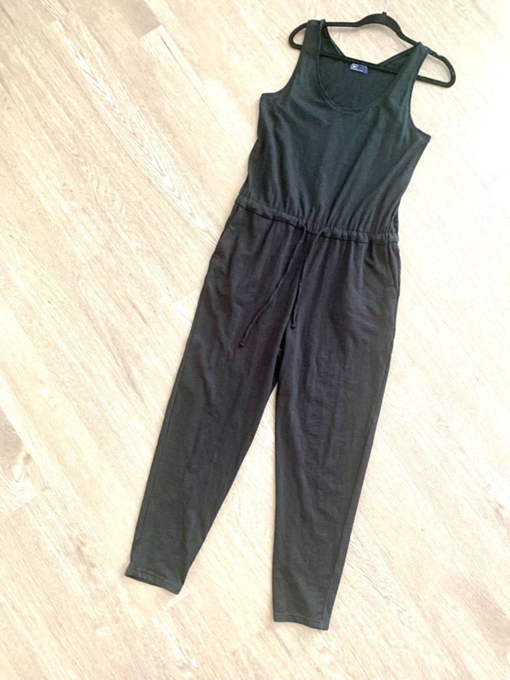 Gap Black Sleeveless Cotton Blend Drawstring Jumpsuit - Picture 5 of 5